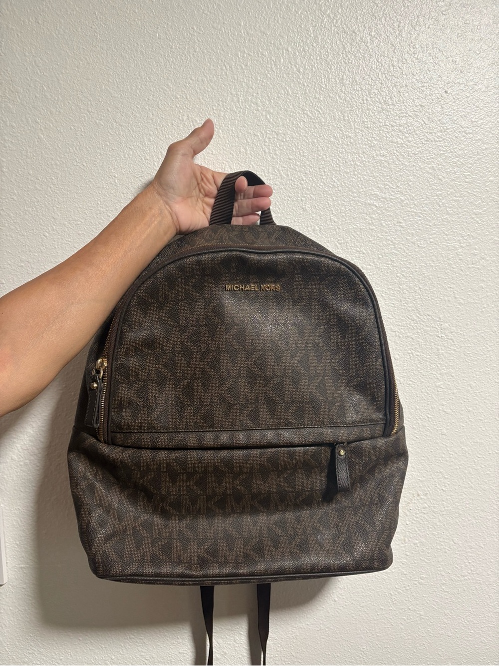 Michael Kors Brown Signature Logo Backpack